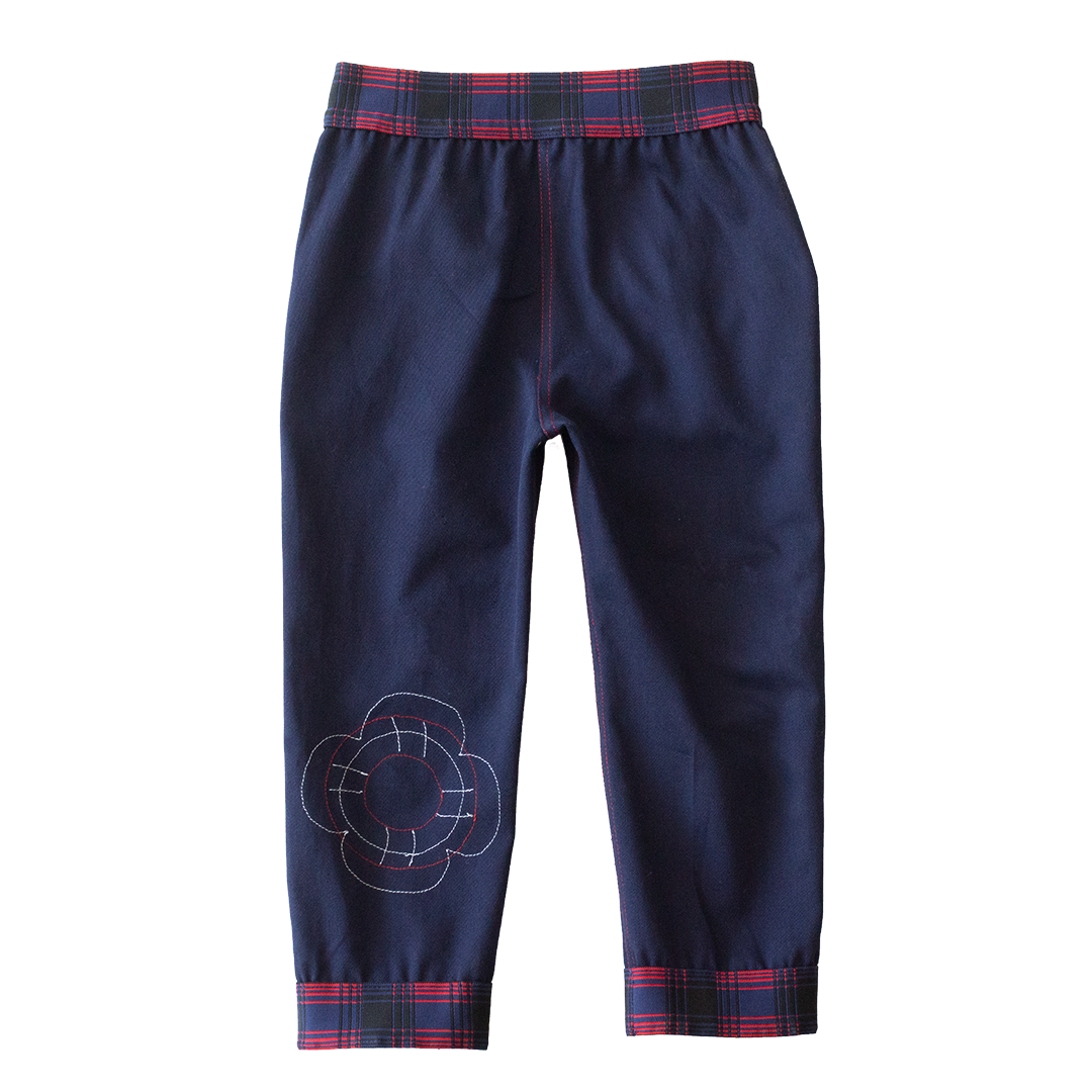 DENIM LONG SAILOR TROUSERS WITH RUBBERS AND SAILOR PRINTED POCKETS