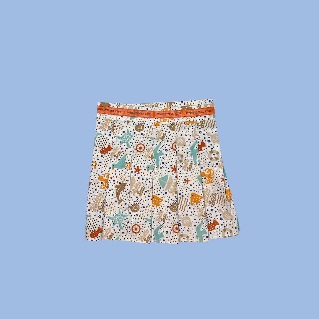 TENNIS FOLDED SKIRT & BLOUSE DUO WITH OCEAN PRINT