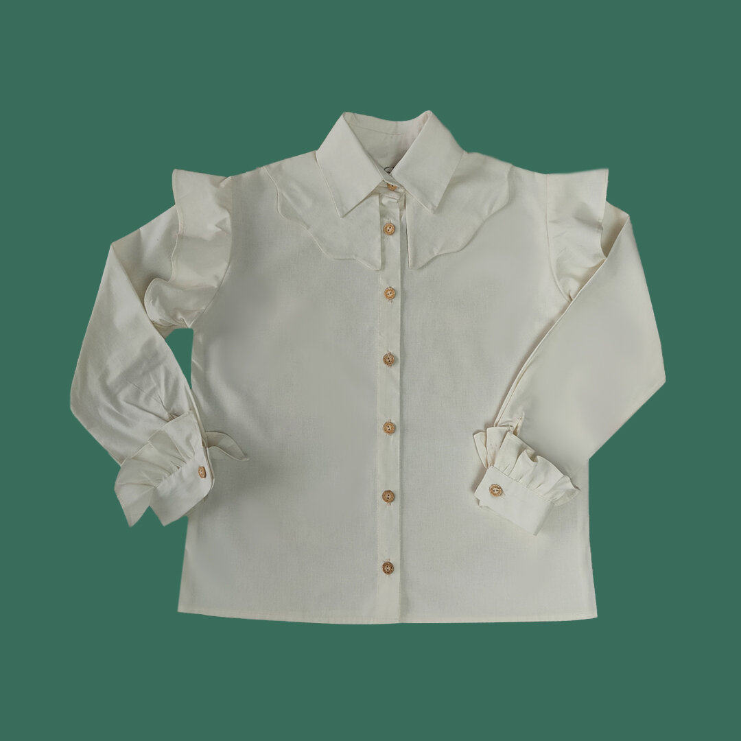 WHITE SAROCHINI BLOUSESHIRT WITH COQUETTE AND LACE