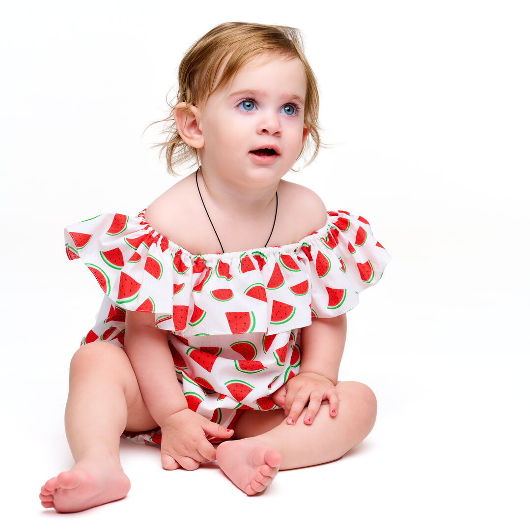 WATERMALOON TSHIRT DRESS WITH RUFFLES AND PAMPERS PANTIES
